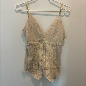 Vintage Cream Lace Sleeveless Top